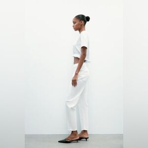 Zara Women's White Distressed High Waist Mom Jeans Size 24